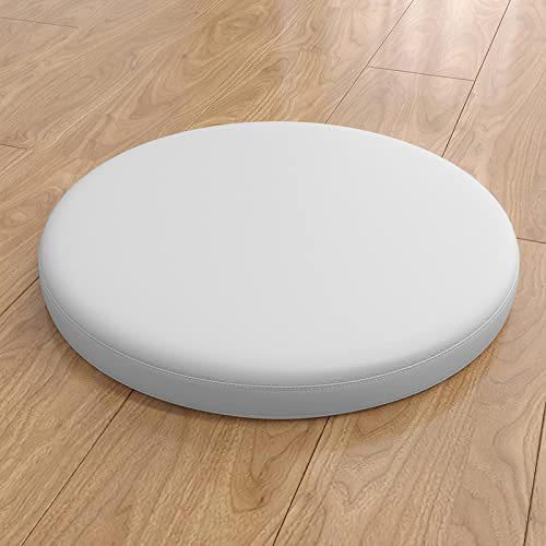 Trayosin Sitzkissen Rund Memory Foam aus Kunstleder - Rutschfest Gemütlich Sitzpolster für Boden, Tatami, Garten, Büro - Stuhl Sitzauflage (Weiß, 40cm)