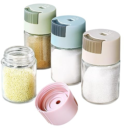 Shaker per Spezie, Set di 4 Barattoli In Vetro per Spezie Barattoli per Spezie con Dosatori Shaker per Sale E Pepe Dosaggio Preciso da 0,5 G per Cucina, Campeggio, Ristorante