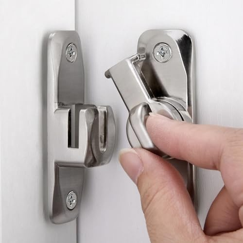 INIRET 2 Packs Barn Door Latches,Silver 90/180 Degree Gate Lock,Zinc Alloy Right Angle Door Lock Latch,Flip Gate Latches Hardware,Door Security Sliding Door Latch Lock fo Cabinets,Bathroom,Barn Door | Zinc Alloy Right Angle Door Lock Latch,Flip Gate Latches,Sliding Door Latch Lock,for Cabinets,Fence Gates,Pet Cage