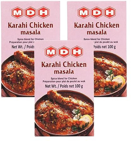 MDH Various Seasoning Masala Powder - Spices Mix Curry Masala Recipe Mixes Casserole Seasoning Herbs - Aromatic & Enhances the flavor of the meal (Karahi Chicken Masala (100g), Pack of 3)