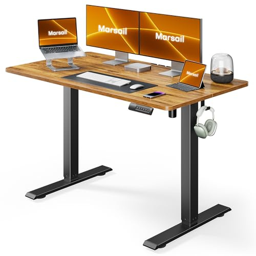 Marsail Standing Desk, Adjustable Heights Desk, Stand Up Desk, 40x24 Inches Desktop for Home Office or Gaming Computer use, with 4 Memory Presets, Headphone Hook, Cable Organizer