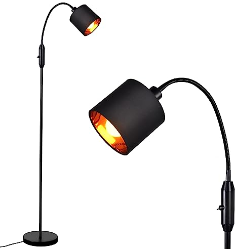 Glitzerlife Stehlampe Schwarz Bogenlampe Wohnzimmer - Stehleuchte Vintage Leselampe E14 Industrial Retro 360° Drehbarer Bogenleuchte Standlampe 1 Flammig Flur Schlafzimmer Büro Ohne Leuchtmittel