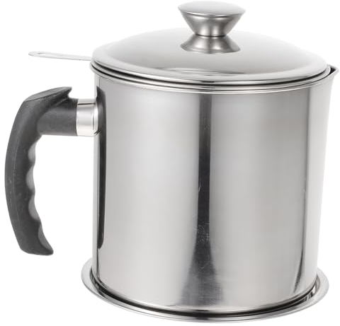 ABOOFAN 1 Set Barattolo D'olio Brocca Separatore Di Grassi Contenitore Del Filtro Dellolio Detentore Contenitore Grasso Stoccaggio Olio Contenitori Con Coperchio Olive Acciaio Inossidabile