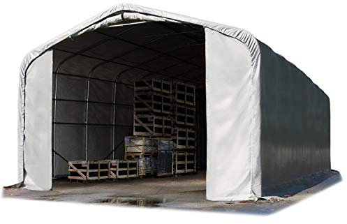 TOOLPORT Lagerzelt 6x12 m Zelthalle / 4 m Seitenhöhe PVC Plane 2300 N grau mit Statik (Betonuntergrund)