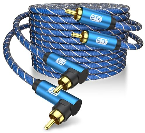 EMK 90 Degree Subwoofer Cable 2PACK,RCA Cable Male to Male Digital Coaxial Audio Cable for Subwoofer, TV, Sound Bars, Amplifier,Speaker(6.6FT/2M)