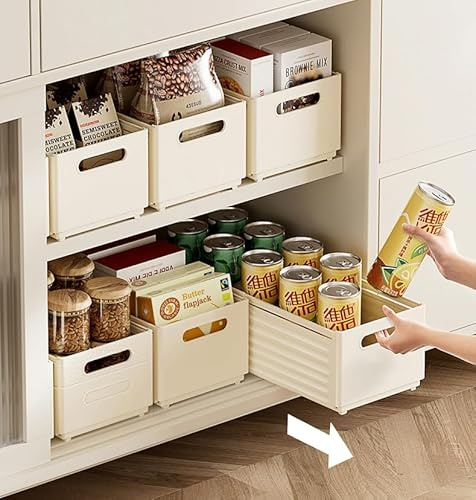 Teleskopschublade, Schrankauszug küche aus Kunststoff, Slide Out Drawer Cabinet Organizer Küche,küchenschrank auszug, Küchenschublade , Ausziehbare Ausziehbare Schublade (einfarbig weiß,1 Stück 10CM)
