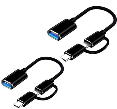 Orco 2-in-1 USB OTG Adapter Cable, Type C and Micro USB to USB 3.0 Female Braided Cord, Universal Dual Connector for Android Phones, Tablets, Samsung, Pixel, MacBook, Flash Drives, Mouse, Keyboards