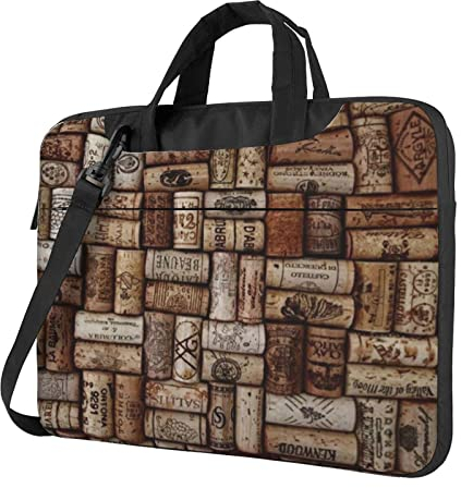 Apbdffjnf Laptoptasche aus Kork, für Damen und Herren, Laptoptasche, Aktentasche, Schultertasche mit Gurt, 33 cm, 35,6 cm, 39,6 cm (13 Zoll), Schwarz , 15.6 inch