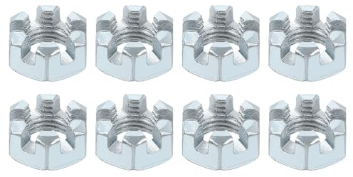 QUARKZMAN 8 Stück 7/16-20 UNF Sechskant-Schlitzmutter, Güte 6.8, verzinkter Kohlenstoffstahl Sechskantmuttern gut für die Reparatur von Maschinen, Silber