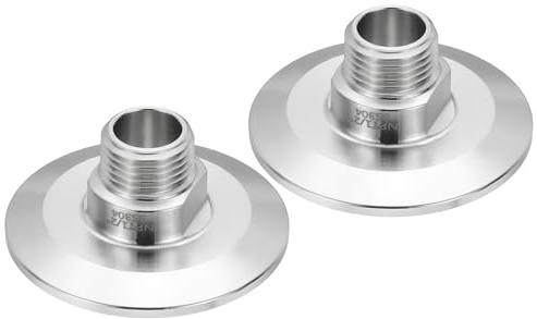 PATIKIL 2 in TC Tri Clamps Adaptor, 2pcs Tri Clamps Fittings to NPT 1/2 Male Thread Adaptor Sanitary 304 Stainless Steel for Food Beverage Equipment, 64mm Ferrule