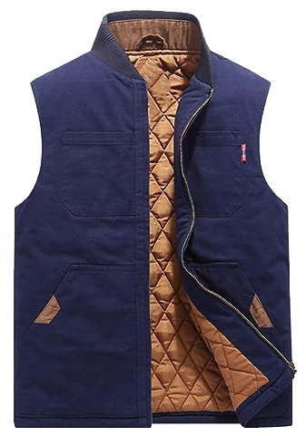 SRZYMJ Weste Herren Marine Herren Steppweste mit abnehmbare Sweat-Kapuze, Reißverschlusstaschen und refkltierendes Label Rote Weste Herren Daunenweste Blau Herren Reitweste Herren 3XL