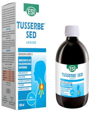 ESI Tusserbe Sed 100 ml - Jarabe para la Tos - Calma Tos Seca y Alivia Inflamacion de la Garganta - Extactos de Plantas y Sabor a Naranja - Hiedra, Altea, Drosera, Musgo de Islandia y Hiedra