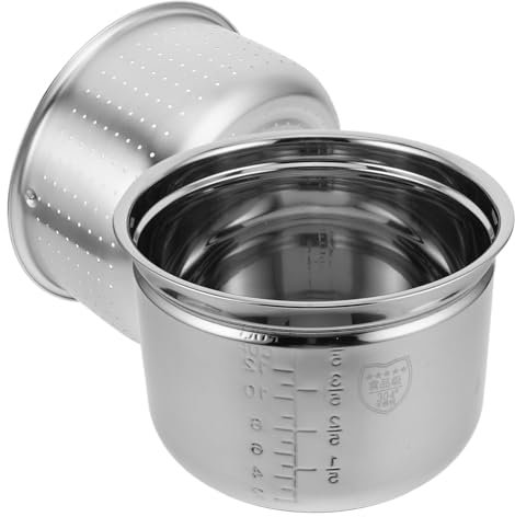 Ciieeo Olla Interior De Acero Inoxidable 6l Con Revestimiento Antiadherente, Cesta Vaporizadora Para Arroz y Sopa, Diseño Separador Para Control De Azúcar, Apta Para Arrocera Eléctrica Multifunción