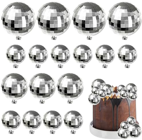24 Pack Balls Cake Topper Silver Balls Cake Decorations Mini Balloon Cake Picks Balloon DIY Cake Insert Topper Decorations for Baby Shower Wedding Anniversary Birthday Graduation Party Decorations