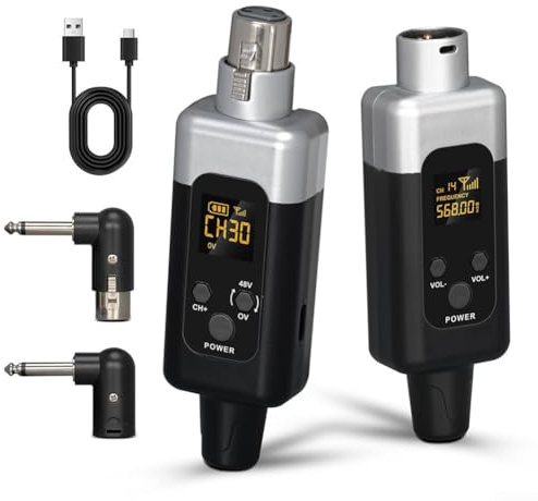 SPORTARC Transmisor y receptor inalámbricos de micrófono, receptor transmisor de micrófono inalámbrico, para micrófonos dinámicos, mezclador de audio, cámara réflex digital