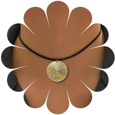Inilbran Boho Leather Choker Necklace Hammered Disc Pendant Necklace Black Leather Cord Necklace Choker Gothic Leather Suede Necklace Short Black Collar Necklace for Women