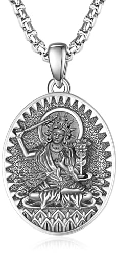 ADMETUS Manjushri Bodhisattva Necklace Sterling Silver Talisman Amulet Protection Pendant Necklace Chinese Constellation Zodiac Necklace Jewellery