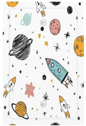 Mexpekil Cartoon Space Rockets Planets Light Switch Cover, 1 Gang Single Blank Wall Plates, Decorative Outlet Covers Switchplate for Home Office