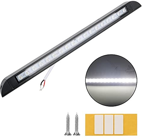 KONGMM 18 LED 12-28V Tenda da Sole Lampada da Campeggio Esterna Attrezzatura Leggera for Camper Caravan Lampade da Parete for Interni Lampada da Esterno for rimorchio 6000k per Roulotte(Noir)