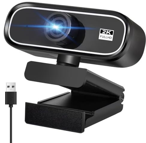 EVISTR HD Webcam for PC Laptop - 2K/ 30fps USB Computer Camera with Microphone - Plug & Play Web Camera for Video Calling, Online Meetings, Streaming, Recording, Mac OS, Android, Linux
