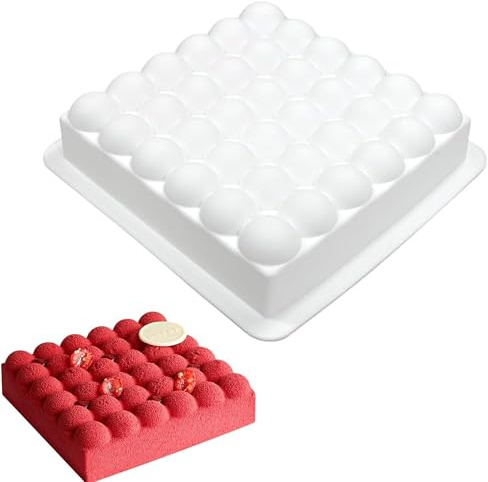 QIUMING Moule en Silicone de Nuages de Bulles Moule à Gâteau en Silicone Moules de Cuisson de Gâteau de Mousse Carrée Bulles Ciel Nuage Moule Pour Muffins, Cupcakes, Pudding, Brownie,Glaçons