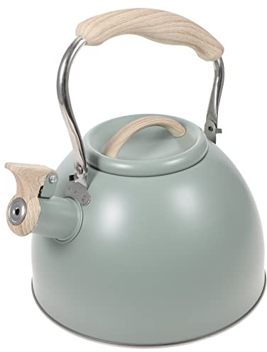 EXHUMKY Bouilloire Sifflante 3l En Acier Inoxydable Vert Clair, Poignée Résistante à La Chaleur, Bouilloire Domestique Rapide Et Pratique, Théière Cuisine Pour Maison, Bureau, Camping Et Randonnée