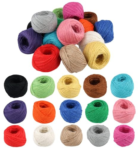 MOUYAT 30 Rolls Coloured Jute Twine, 82 Feet (25M) Coloured Jute String, 2mm 3 Ply Colourful Garden Twine for DIY Crafts, Gift Wrapping, Home Decor