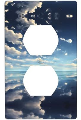 Phayah Placa de pared doble con diseño de nubes blancas sobre el mar, tamaño estándar, policarbonato, termoplástico, doble enchufe