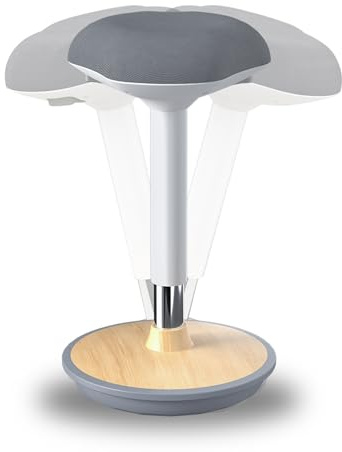 ERGO COLLECT Stehhocker mit Wippfunktion – Ergonomischer Schreibtischhocker höhenverstellbar (59-84 cm) & rutschfeste Basis, Dreh-Stehstuhl für Büro, Unterricht, Zuhause (Helles Holz)