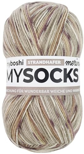 myboshi mysocks Merino, extra weiche 4-fädige Merino-Sockenwolle, 75% Schurwolle, 25% Polyamid, filzfrei, 100g, 420m Beige (Strandhafer), 1 Knäuel