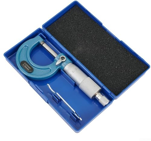 Juego de micrómetros exteriores de 0-4 pulgadas / 0-100 mm con precisión de 0.0001 pulgadas, micrómetros mecánicos compatibles con exteriores (0-25 mm)
