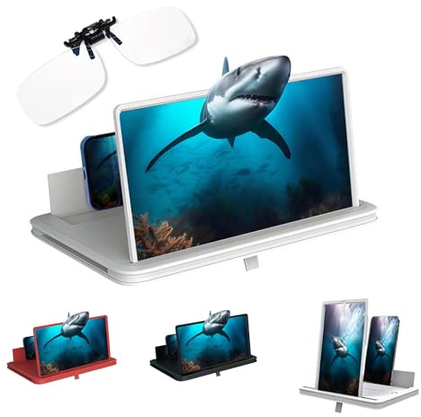 14-inch Mobile Phone Screen Amplifier, 2026 New 3D HD Foldable Magnifier with Stand, Portable Movie Video Game Enlarger (White)