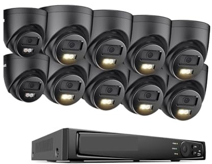 16-kanals NVR-säkerhetskamerasystem Smart Dubbel Belysning Med 10 St H.265+ Vattentät Rörelsedetektering CCTV-kamera Övervakningskit RöRelsedetektering(10PCS 4TB)