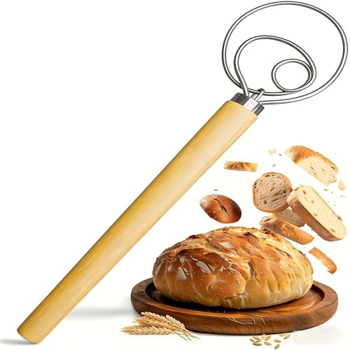 2 frusta danese, accessori per lievito naturale, frusta danese con manico lungo in legno, frusta danese, accessorio per il pane