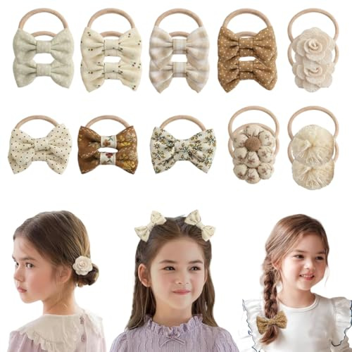 YIPFEN Set di 20 Elastici per Capelli Bambina con Fiocco Accessori per Neonata e Bambina per Coda di Cavallo