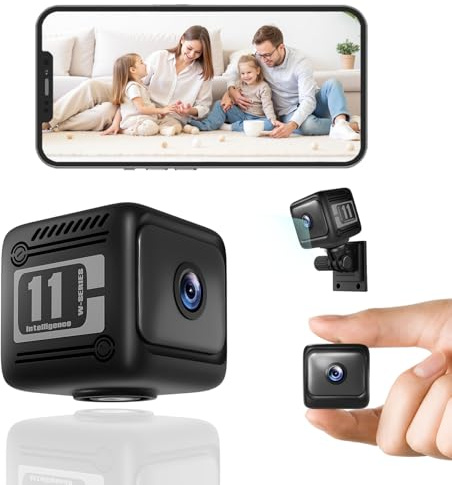 YIQILAIYA W11 Camara Vigilancia WiFi Interior 1080P 2,4 GHz, Mini Camaras de Vigilancia con Visión Nocturna y Detección de Movimiento para Casa/Oficina/Coche (iOS/Android)