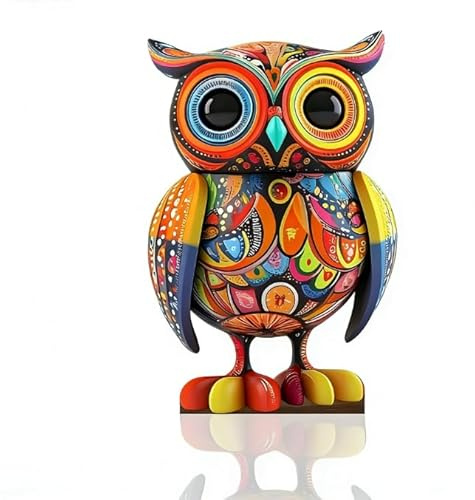 Eulen Holz Deko, 2D Flach Holzfigur Bunt Katzen Deko Laser-Cut Eulenmuster Natur & Modern Design Für Wohnzimmer Büro, Dekoration Wohnzimmer Eulen Geschenke für Enthusiasten Home Decor Geschenkidee