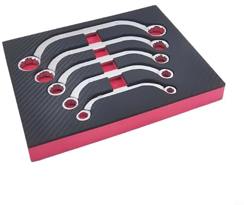Juego de llaves de media luna, kit de llaves métricas de obstrucción de 12 puntos, llaves curvas de extremo de caja para espacio estrecho, herramientas de acero al cromo vanadio para reparación de
