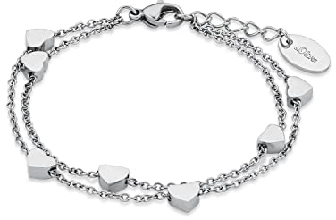 s.Oliver Armband mit Herzen für Mädchen, Edelstahl, Länge: 14-16 cm