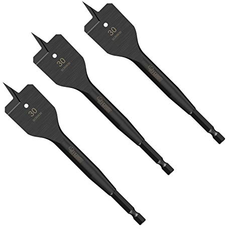 SabreCut SCRIW30_3 Lot de 3 mèches plates à bois résistantes aux chocs 30 mm x 152 mm pour Bosch, Dewalt, Makita, Milwaukee et bien d'autres