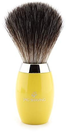 Jag - Pennello da barba da uomo con setole nere di tasso e manico giallo, barba e baffi per il viso, perfetto regalo per gli uomini