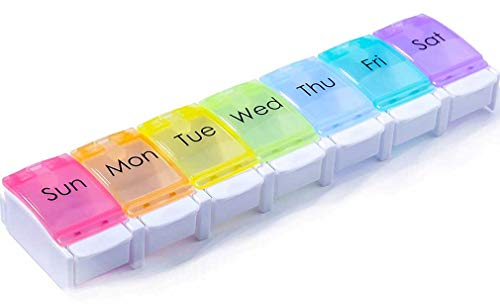 AidShunn Pill Boxes 7 Day Portable Storage Box Weekly Organizer to Hold Vitamins, Cod Liver Oil, Supplements and Medication for Travel Work