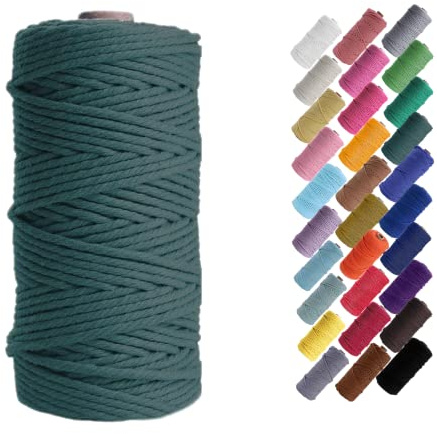 Binwat Corda in cotone macramè natual per lavori fai da te spago in corda rustica appendere la parete per piante artigianato lavori a maglia 3mm x 100m