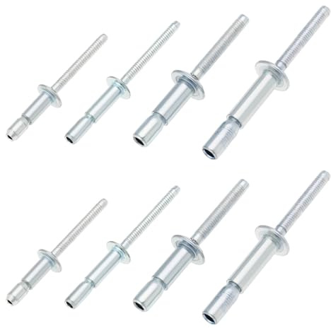 eMagTech 40 Stück Strukturnieten mit Innenverriegelung Und Kuppelkopf Griffbereich von 1,5 Mm Bis 16,0 Mm Nietbefestigungsbolzen für die Luftfahrt Automobilbau Silber