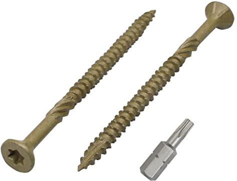 Marcopol Lot de 100 vis à bois finition anticorrosion 4,0 x 60 mm Tête fraisée Vis à bois Tête Torx Type 17 Vis extérieures (100, 4,0 x 60 mm) Vert