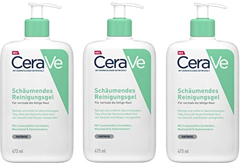 Cerave schäumendes Reinigungsgel 3x 473ml – Foaming Moisturizer Waschgel – Daily Hydrating Face Wash