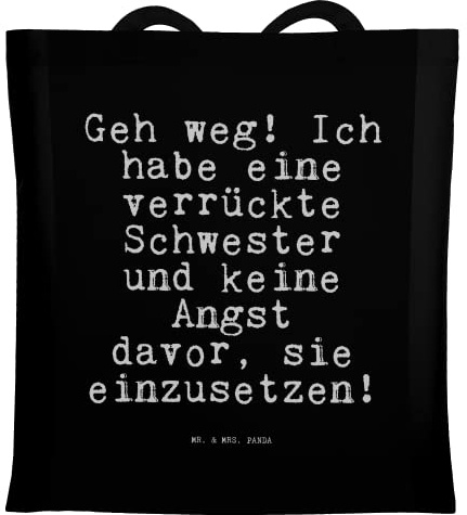 Mr. & Mrs. Panda canvas tasche Geh weg! Ich habe... - Geschenk, Jutebeutel, Zitat, Freundin, beste Schwester der Welt, Spruch, Laptoptasche, Tote Bag, Sprüche, Weisheiten Zitate Lustig Weisheit Worte