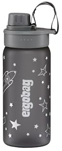 ergobag Trinkflasche Weltraum - Grau | Mit ergobag Motiv, 550 ml, auslaufsicher, für Kohlensäure geeignet und spülmaschinengeeignet für den Alltag