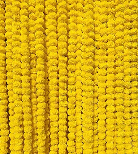 OSNICA Handgefertigte künstliche lange Blume Ringelblume Blumengirlande für Dekoration Toran Genda Phool für Hochzeit/Festivals Türbehänge zur Dekoration |5 Gebühr pro Stück | (Gelb)