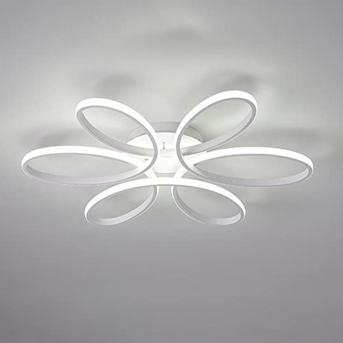 BomKra LED Ceiling Light with Flower Shape, Modern Creativity Chandelier Fixtures, Flush Fitting Ceiling Lighting Fixture for Living Room Bedroom Kitchen, White, White Light